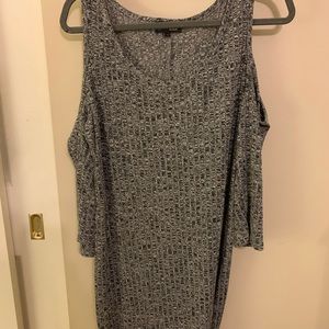 NWOT Fitted Grey Shoulder-Less Sweater Dress
